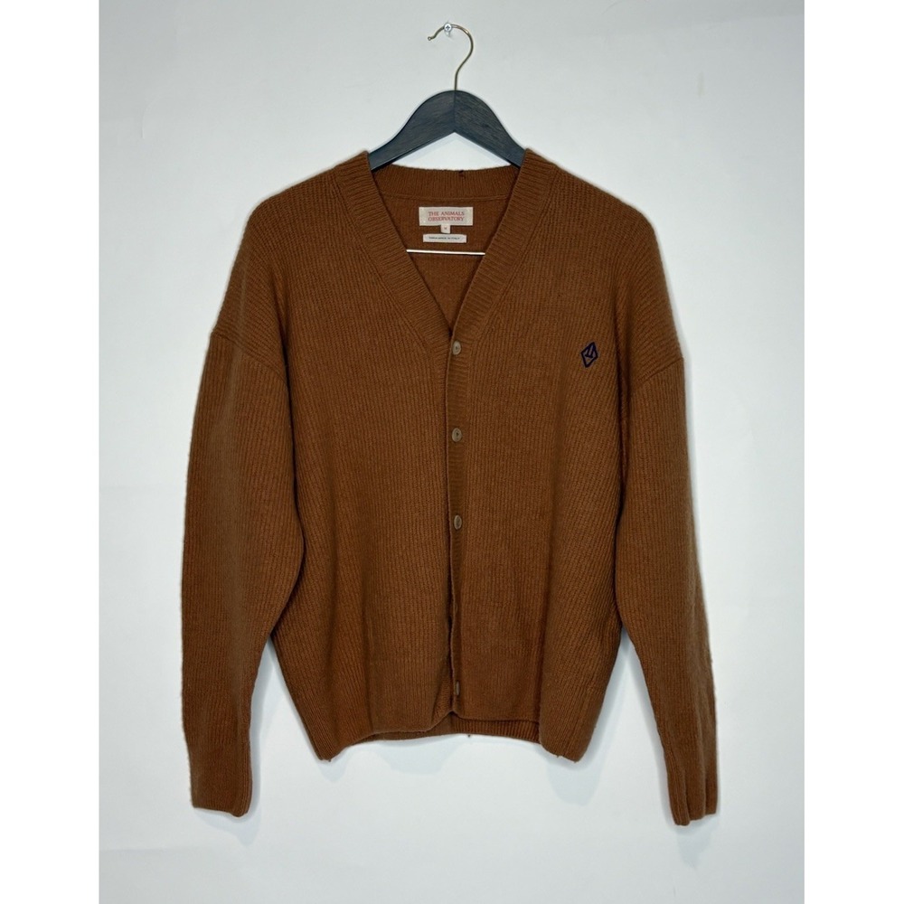 The Animals Observatory Girls Boys Wool Blend Knit Cardigan Sweater Tan Italy